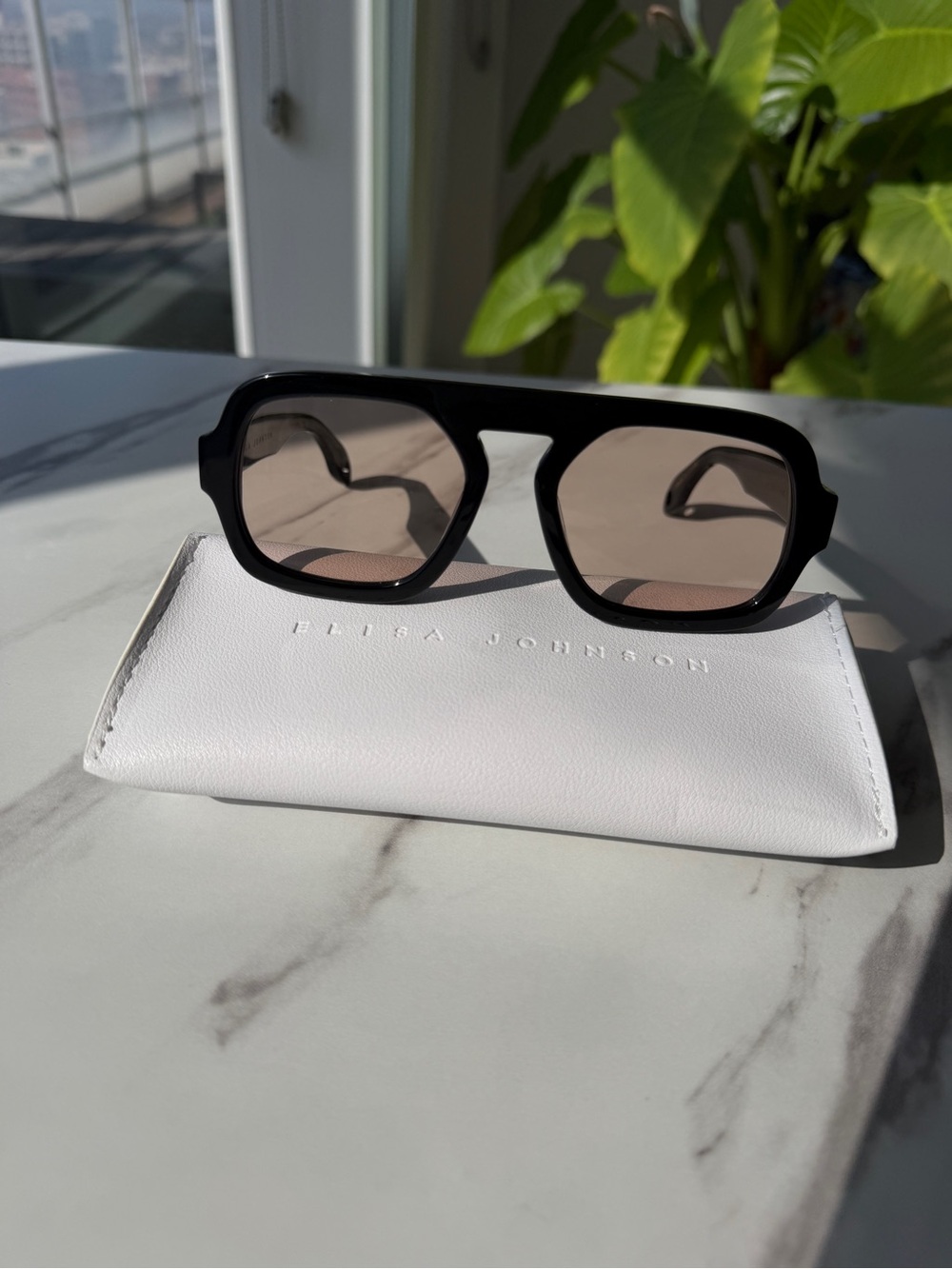 Black Frame Sunglasses with Brown Lenses - Erisa Johnson